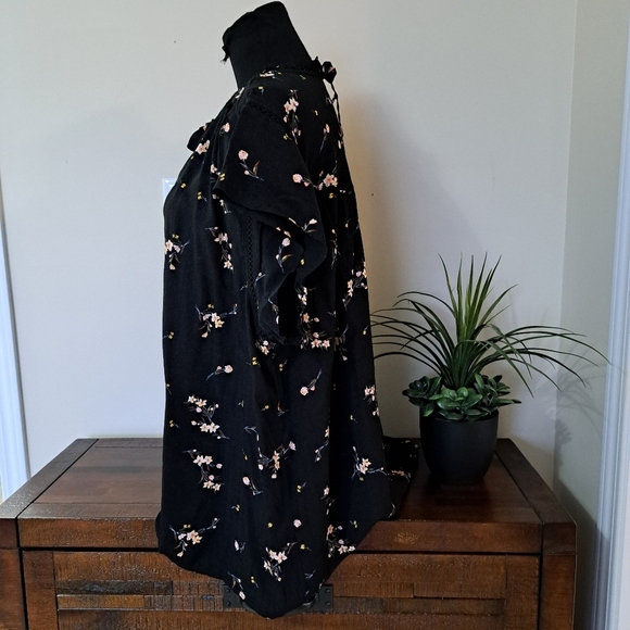 Buffalo David Bitton Floral Blouse Lightweight Flowy Top XXL Black Pink - Picture 3 of 14